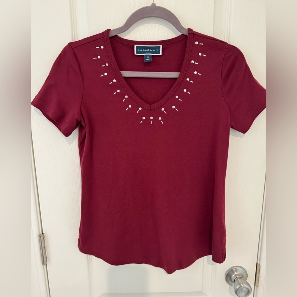 Karen Scott Embellished Top